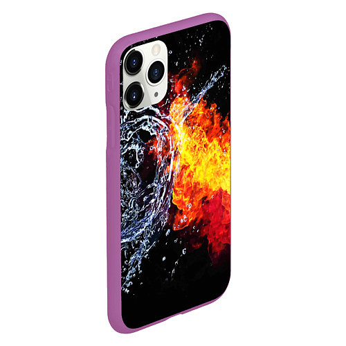 Чехол iPhone 11 Pro матовый Столкновения огня и воды / 3D-Фиолетовый – фото 2