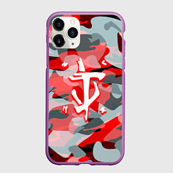 Чехол iPhone 11 Pro матовый Doom камуфляж палача, цвет: 3D-фиолетовый