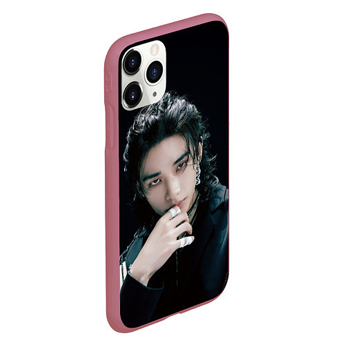 Чехол iPhone 11 Pro матовый Stray Kids Hyunjin Giant concept / 3D-Малиновый – фото 2