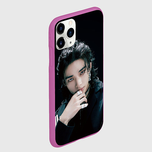Чехол iPhone 11 Pro матовый Stray Kids Hyunjin Giant concept / 3D-Фиолетовый – фото 2