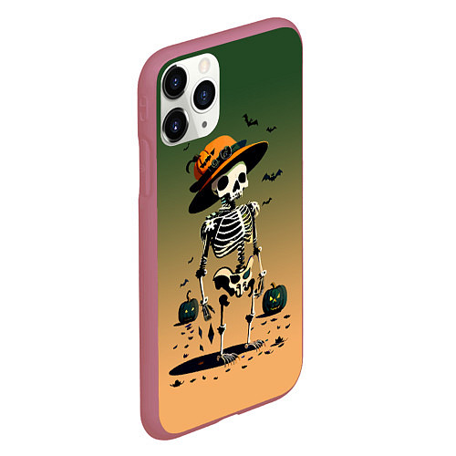 Чехол iPhone 11 Pro матовый Funny skeleton - ai art fantasy / 3D-Малиновый – фото 2