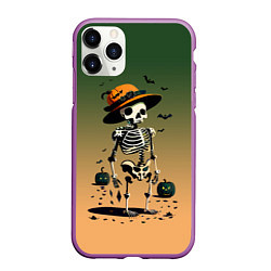 Чехол iPhone 11 Pro матовый Funny skeleton - ai art fantasy, цвет: 3D-фиолетовый