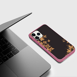 Чехол iPhone 11 Pro матовый Осенние листья эффект, цвет: 3D-малиновый — фото 2