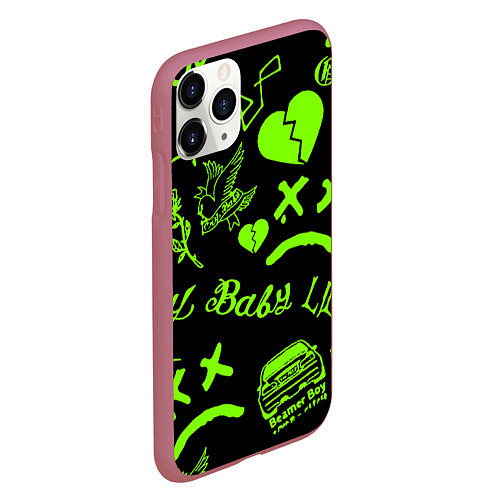 Чехол iPhone 11 Pro матовый Lil Peep кислота / 3D-Малиновый – фото 2