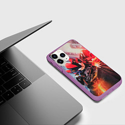 Чехол iPhone 11 Pro матовый Ёжик Шэдоу на мотоцикле, цвет: 3D-фиолетовый — фото 2