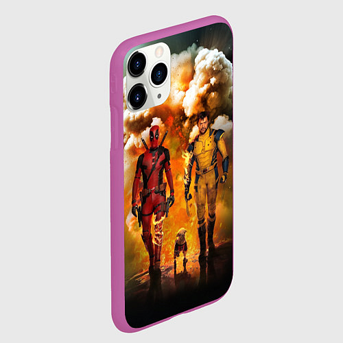 Чехол iPhone 11 Pro матовый Дэдпул и Росомаха - Догпуля / 3D-Фиолетовый – фото 2
