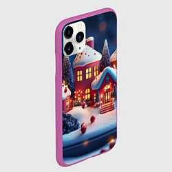 Чехол iPhone 11 Pro матовый Объемный новогодний городок, цвет: 3D-фиолетовый — фото 2