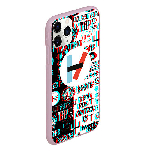 Чехол iPhone 11 Pro матовый Twenty one pilots glitch pattern / 3D-Розовый – фото 2