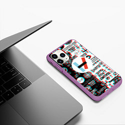 Чехол iPhone 11 Pro матовый Twenty one pilots glitch pattern, цвет: 3D-фиолетовый — фото 2