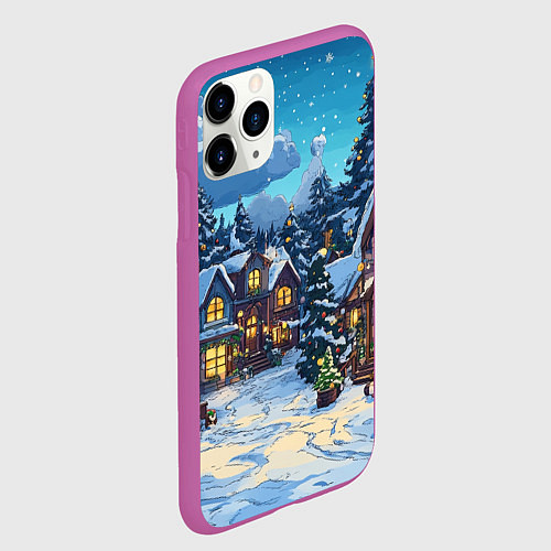 Чехол iPhone 11 Pro матовый Город перед новым годом / 3D-Фиолетовый – фото 2