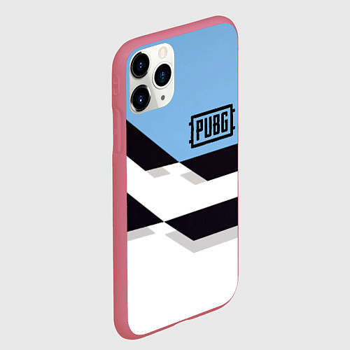 Чехол iPhone 11 Pro матовый PUBG geometry steel / 3D-Малиновый – фото 2