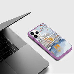 Чехол iPhone 11 Pro матовый Заснеженный Санкт-Петербург, цвет: 3D-фиолетовый — фото 2