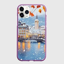 Чехол iPhone 11 Pro матовый Предновогодний Санкт-Петербург, цвет: 3D-фиолетовый