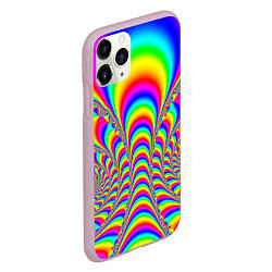 Чехол iPhone 11 Pro матовый Оптические иллюзии волны неон, цвет: 3D-розовый — фото 2