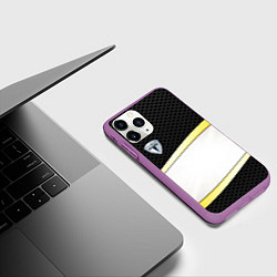 Чехол iPhone 11 Pro матовый Tesla carbon steel auto, цвет: 3D-фиолетовый — фото 2
