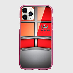 Чехол iPhone 11 Pro матовый Lexus carbon car, цвет: 3D-малиновый