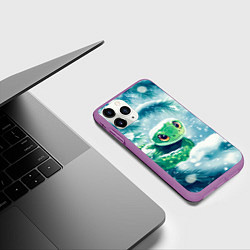 Чехол iPhone 11 Pro матовый Милая змейка на елочке, цвет: 3D-фиолетовый — фото 2