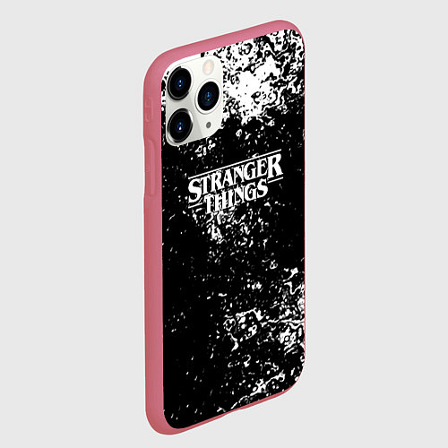 Чехол iPhone 11 Pro матовый Stranger things брызги красок / 3D-Малиновый – фото 2