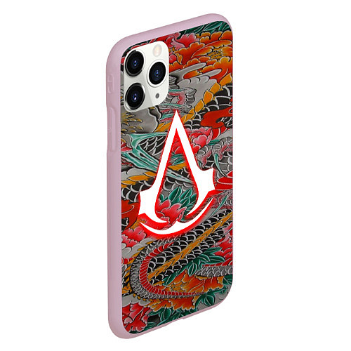 Чехол iPhone 11 Pro матовый Assassins Creed shadows japan / 3D-Розовый – фото 2