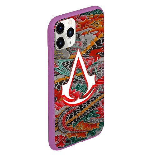 Чехол iPhone 11 Pro матовый Assassins Creed shadows japan / 3D-Фиолетовый – фото 2