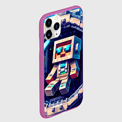 Чехол iPhone 11 Pro матовый Космонавт в космическом корабле - Майнкрафт, цвет: 3D-фиолетовый — фото 2