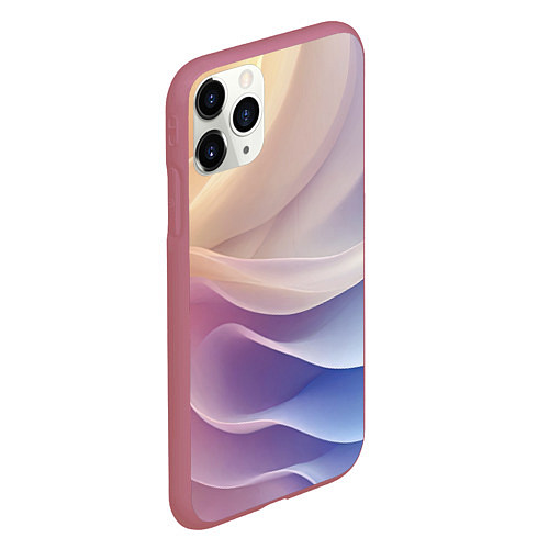 Чехол iPhone 11 Pro матовый Текстура с градиентом волны / 3D-Малиновый – фото 2