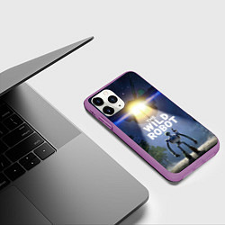 Чехол iPhone 11 Pro матовый Дикий робот и звездолет, цвет: 3D-фиолетовый — фото 2