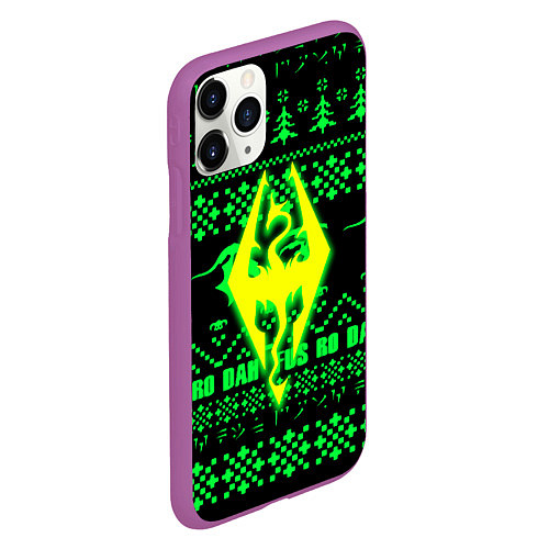 Чехол iPhone 11 Pro матовый The Elder Scrolls кислотное лого зима / 3D-Фиолетовый – фото 2