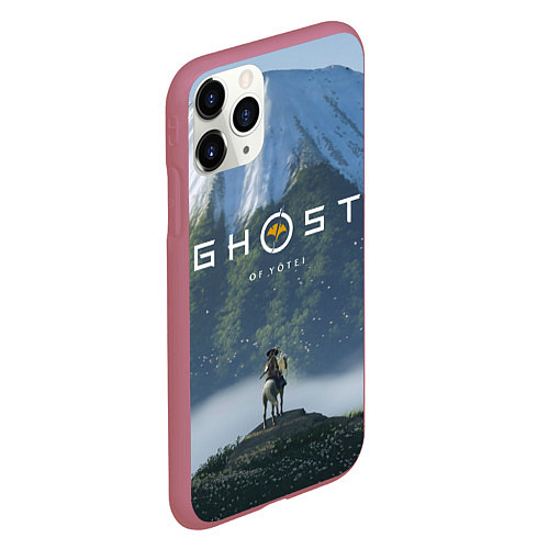 Чехол iPhone 11 Pro матовый Ацу на коне Ghost of Yotei / 3D-Малиновый – фото 2