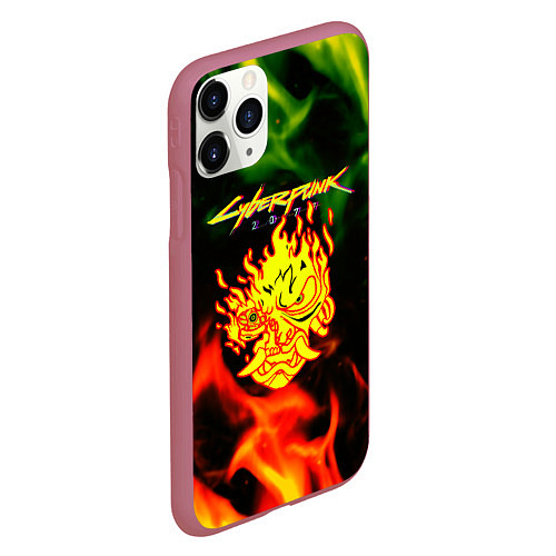 Чехол iPhone 11 Pro матовый Cyberpunk 2077 fere steel / 3D-Малиновый – фото 2