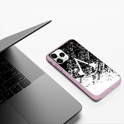 Чехол iPhone 11 Pro матовый Assassins Creed лого краски, цвет: 3D-розовый — фото 2