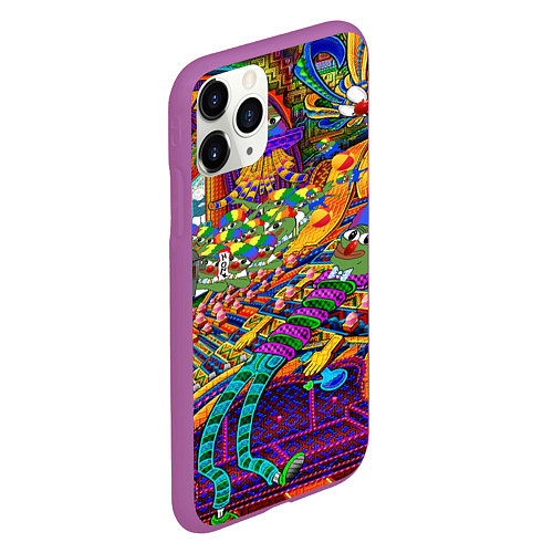 Чехол iPhone 11 Pro матовый Pepe mem optacal / 3D-Фиолетовый – фото 2