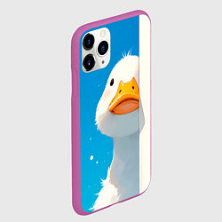 Чехол iPhone 11 Pro матовый Белый гусь выглядывает из-за угла, цвет: 3D-фиолетовый — фото 2
