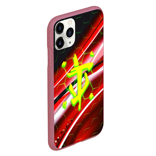 Чехол iPhone 11 Pro матовый Doom кислотное лого броня / 3D-Малиновый – фото 2