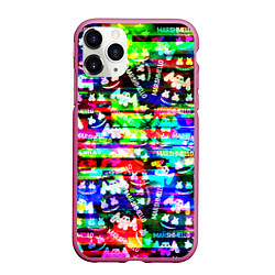 Чехол iPhone 11 Pro матовый Marshmello music краски, цвет: 3D-малиновый