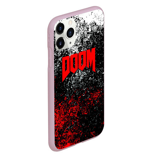 Чехол iPhone 11 Pro матовый Doom брызги красок / 3D-Розовый – фото 2