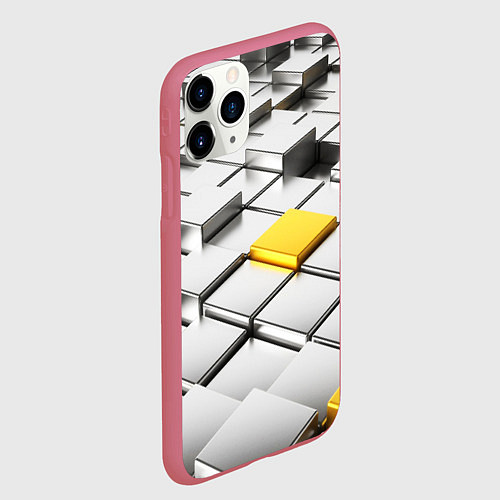 Чехол iPhone 11 Pro матовый Оптические кубы текстура / 3D-Малиновый – фото 2