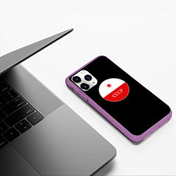 Чехол iPhone 11 Pro матовый USSR logo steel, цвет: 3D-фиолетовый — фото 2