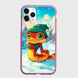 Чехол iPhone 11 Pro матовый Змейка в сказочном городе, цвет: 3D-малиновый