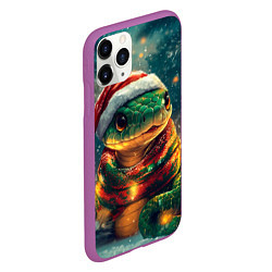Чехол iPhone 11 Pro матовый Новогодняя большая змея, цвет: 3D-фиолетовый — фото 2