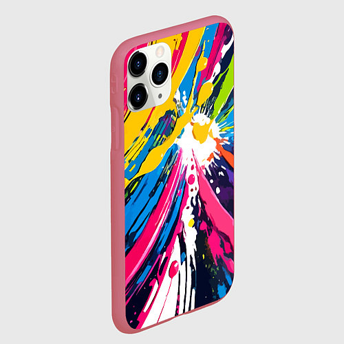 Чехол iPhone 11 Pro матовый Красочная абстракция - экспрессионизм / 3D-Малиновый – фото 2