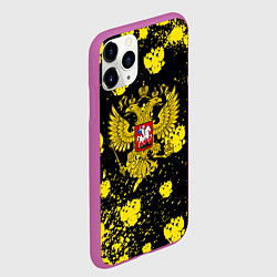 Чехол iPhone 11 Pro матовый Жёлтые краски герб, цвет: 3D-фиолетовый — фото 2