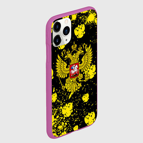 Чехол iPhone 11 Pro матовый Жёлтые краски герб / 3D-Фиолетовый – фото 2