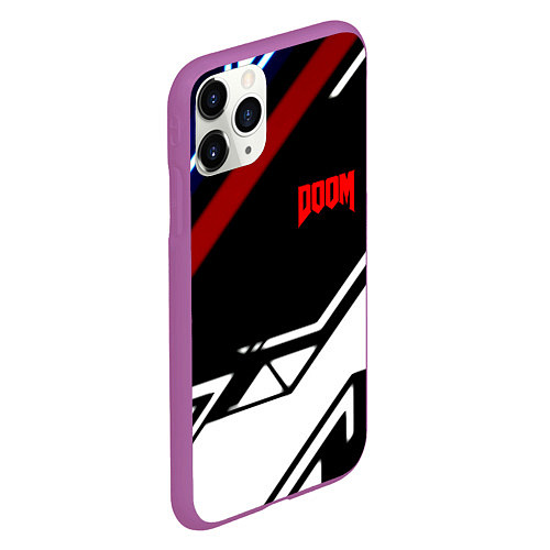 Чехол iPhone 11 Pro матовый Doom steel geometry / 3D-Фиолетовый – фото 2