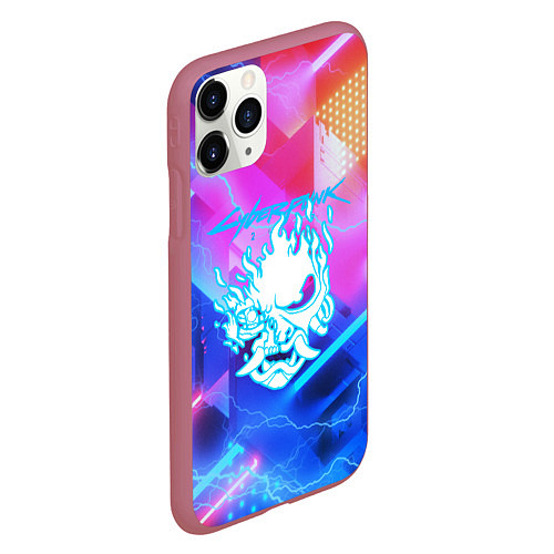 Чехол iPhone 11 Pro матовый Cyberpunk samurai storm / 3D-Малиновый – фото 2