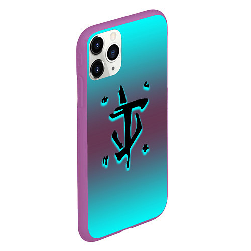 Чехол iPhone 11 Pro матовый Doom gradient logo / 3D-Фиолетовый – фото 2