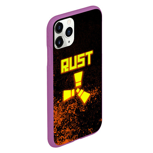 Чехол iPhone 11 Pro матовый RUST брызги красок лого / 3D-Фиолетовый – фото 2