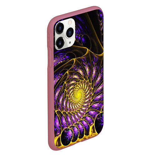 Чехол iPhone 11 Pro матовый Fractal illusion steel / 3D-Малиновый – фото 2