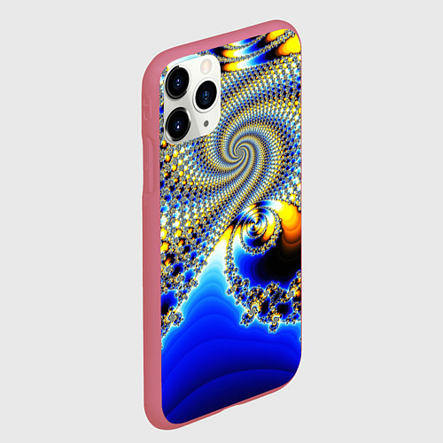 Чехол iPhone 11 Pro матовый Фрактальный психоделики узор / 3D-Малиновый – фото 2
