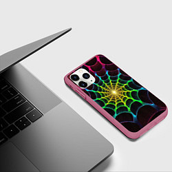Чехол iPhone 11 Pro матовый Психоделика текстура фрактал, цвет: 3D-малиновый — фото 2